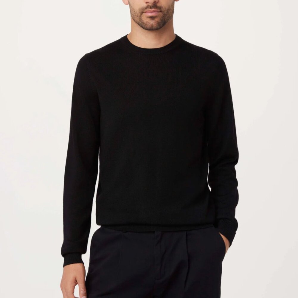 Frank And Oak Merino Crewneck Sweate in Black